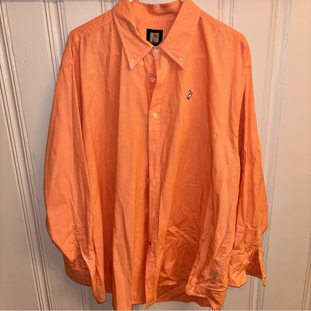 Mobile Bay men’s 2xl Orange melon micro, check button up shirt made in the USA
